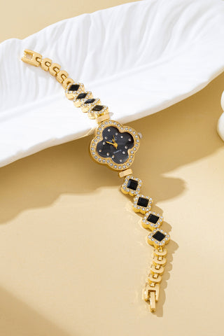 CLOVER CRYSTAL FACE LINK  BAND BRACELET WATCH | 80W006
