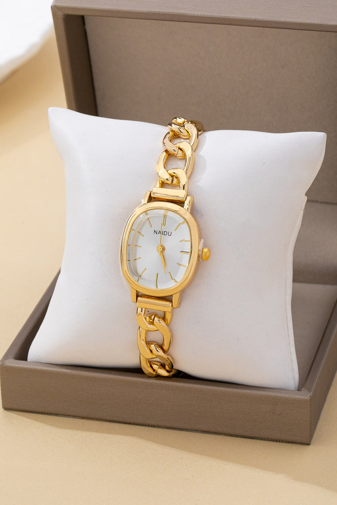 OVAL FACE LINK CHAIN BRACELET WATCH | 80W002