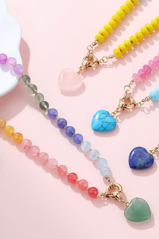 Natural Stone Semi-Precious Glass Mixed Necklace | 40NK9702