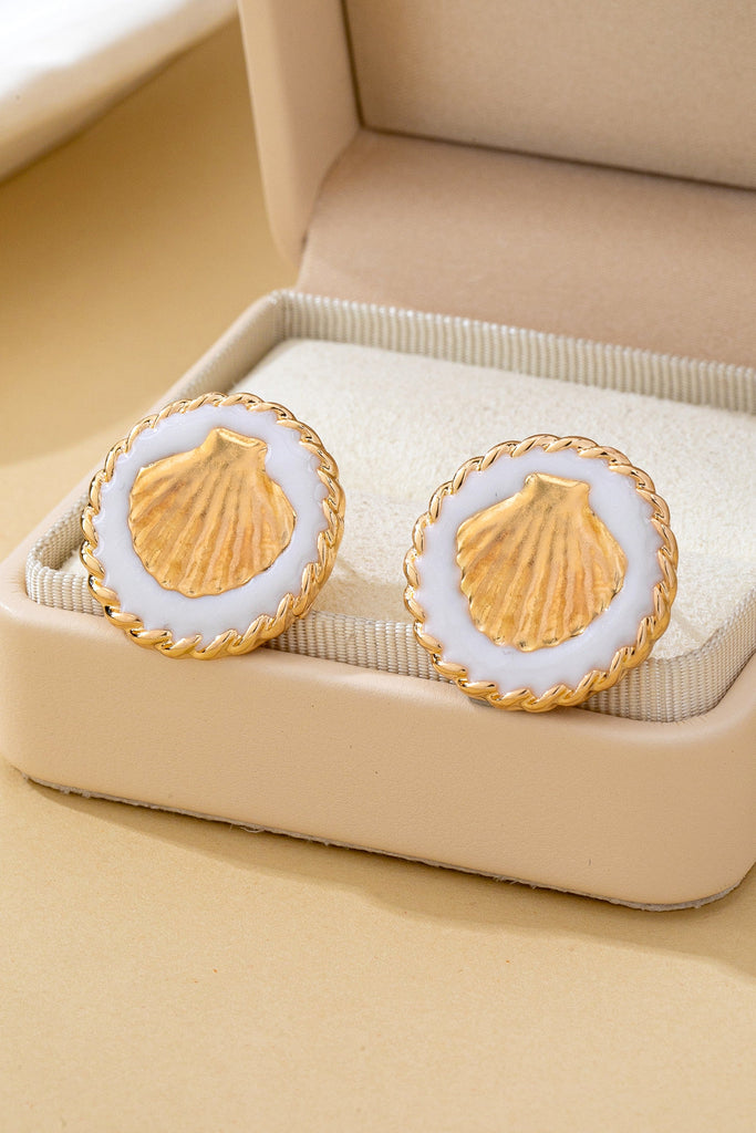 Nautical Seashell Enamel Stud Earrings | 80E62125