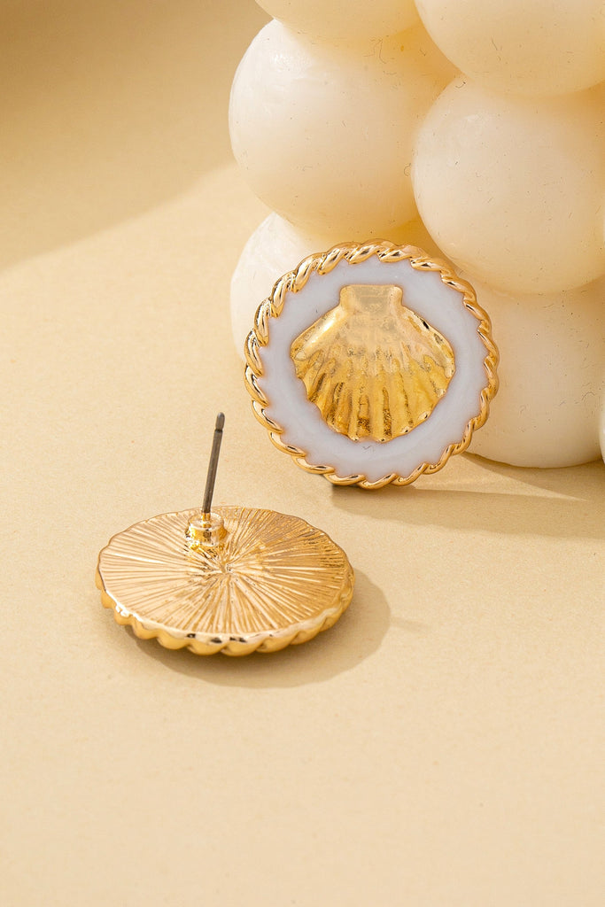 Nautical Seashell Enamel Stud Earrings | 80E62125