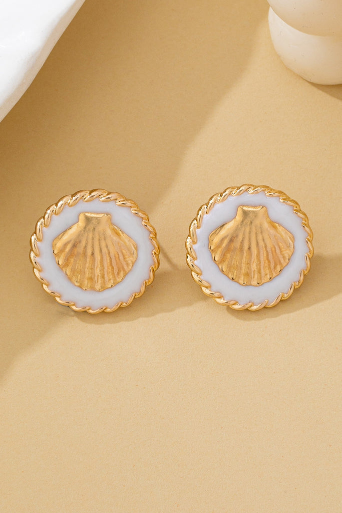 Nautical Seashell Enamel Stud Earrings | 80E62125