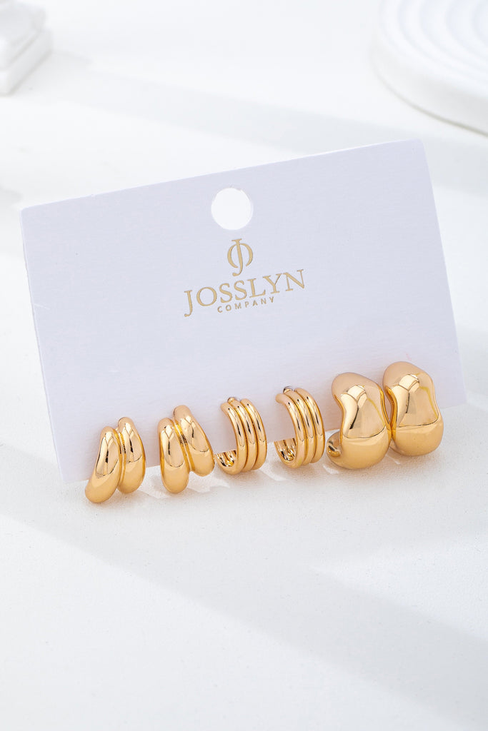 Sculptural Gold-Tone Hoop Earring Set | 80E62133