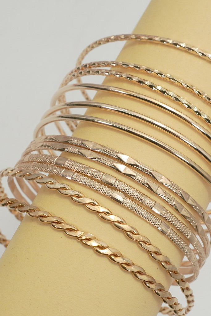 Gold-Tone Multi-Pattern Bangle Set | 40B5254