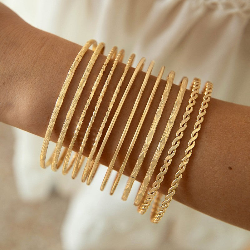 Gold-Tone Multi-Pattern Bangle Set | 40B5254