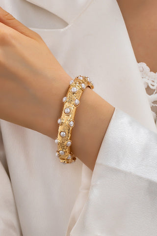 Vintage Gold and Pearl Embellished Bangle | 80B1772