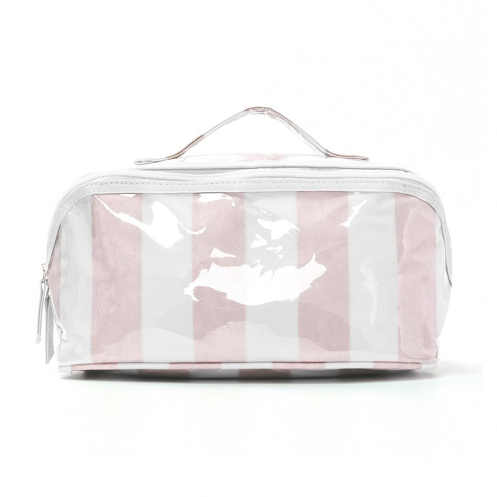 CHECKER STRIPED  OPEN FLAT COSMETIC MAKEUP POUCH | 40P610