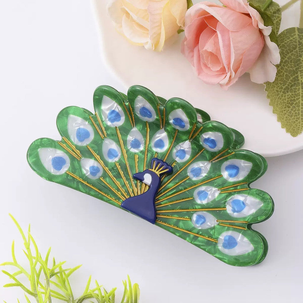 Peacock Motif  Hair Claw Clip | 40H1082