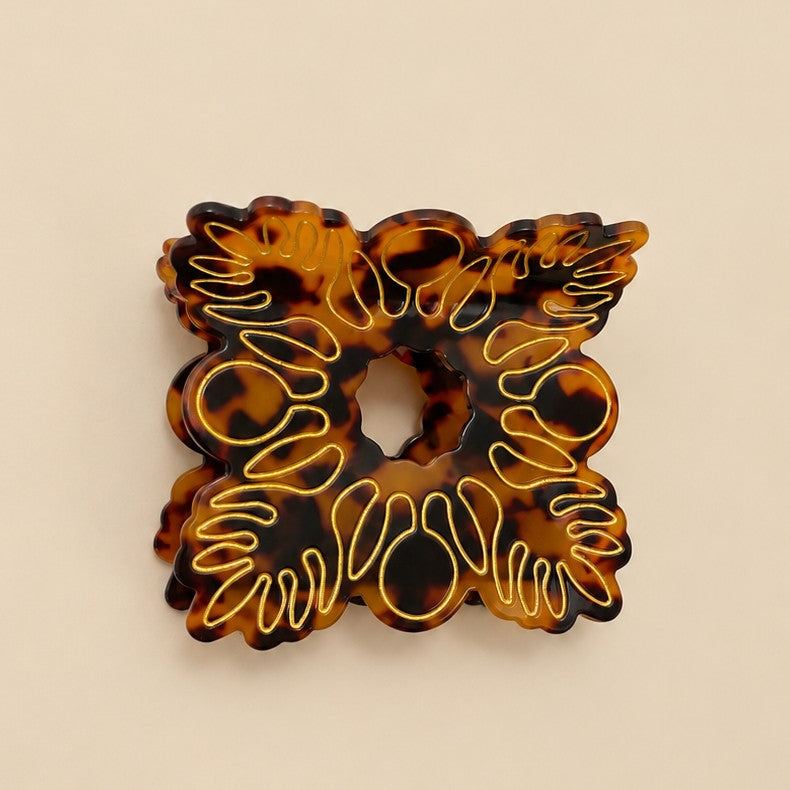 Gold Monstera Leaf Tortoiseshell Hair Claw Clips | 40H1232