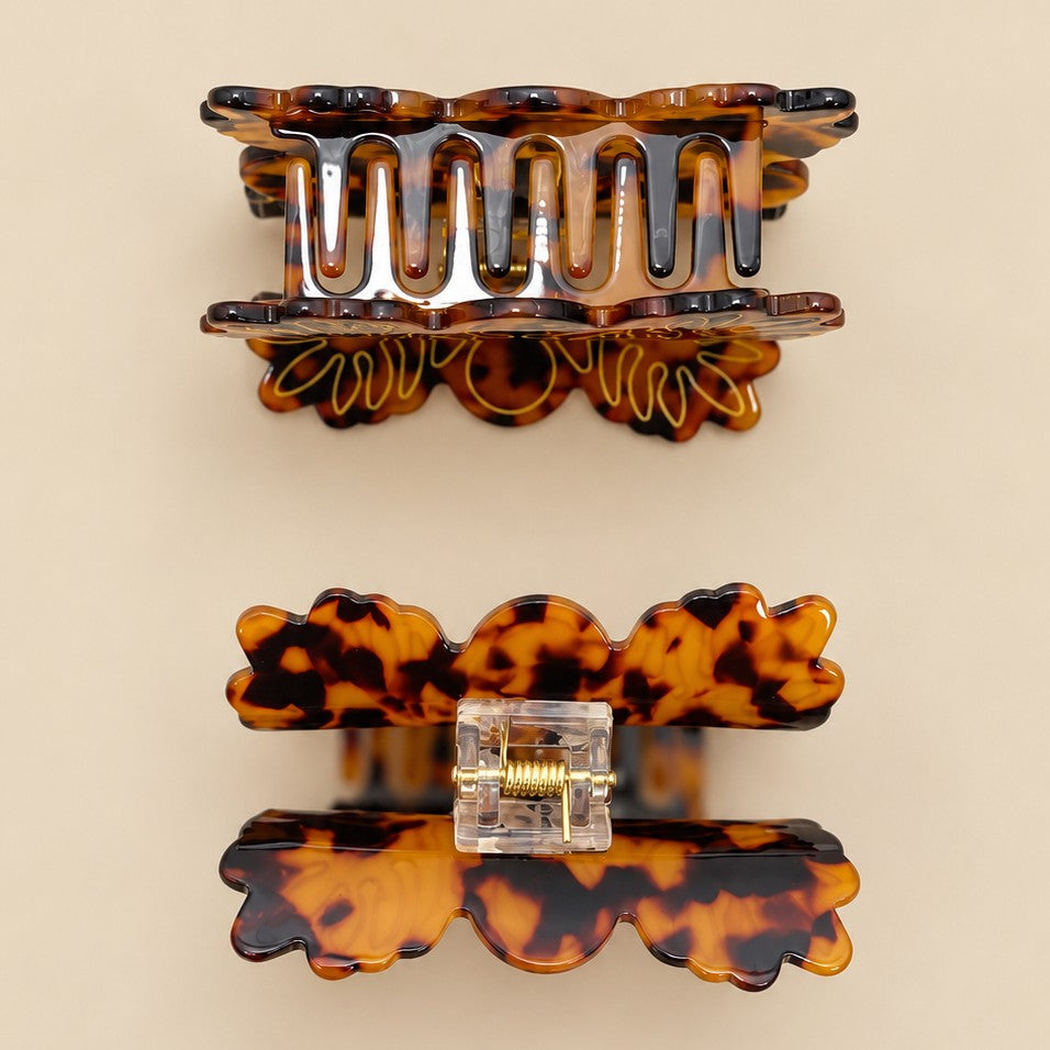 Gold Monstera Leaf Tortoiseshell Hair Claw Clips | 40H1232