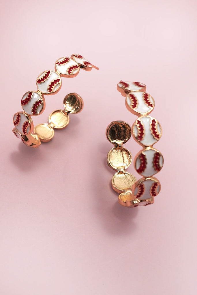 Gameday Football Baseball Hoop Earrings | 40E501
