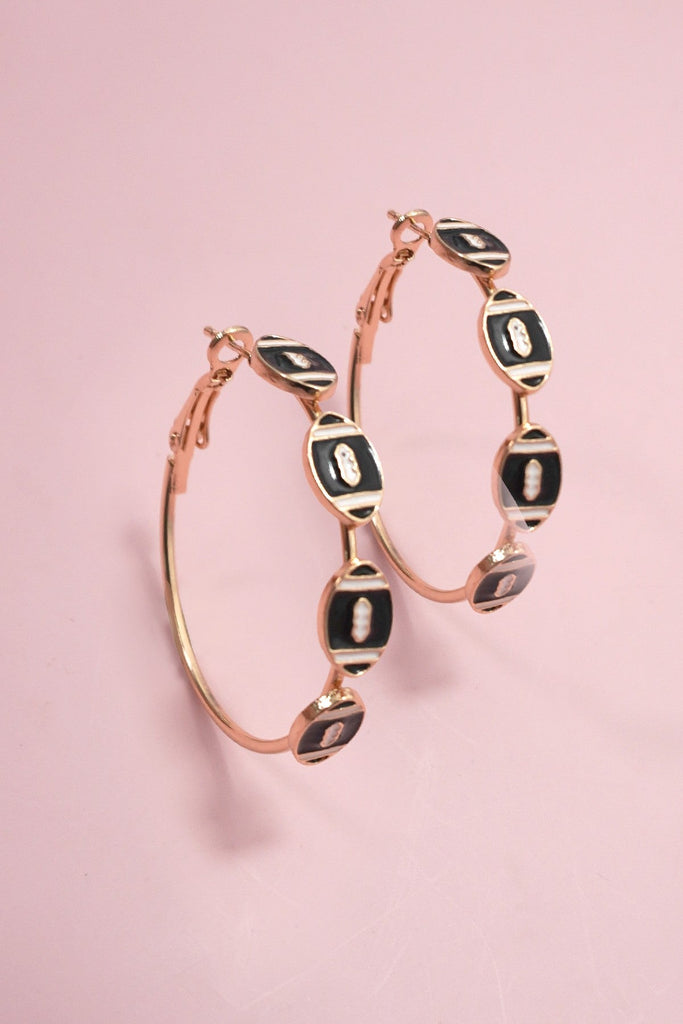 Gameday Football Baseball Hoop Earrings | 40E501