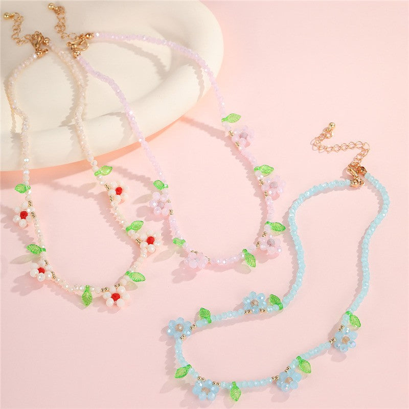 GLASS CRYSTAL ACRYLIC BEADED NECKLACE | 40NK9714