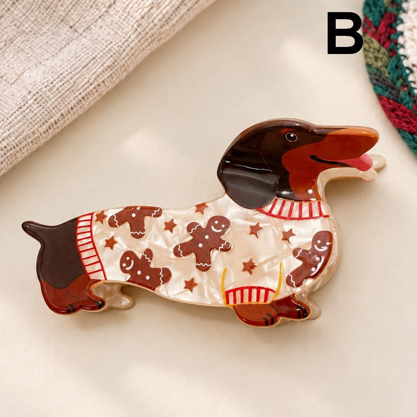 Holiday Dachshund Dog Hair Claw Clip | 40H1279