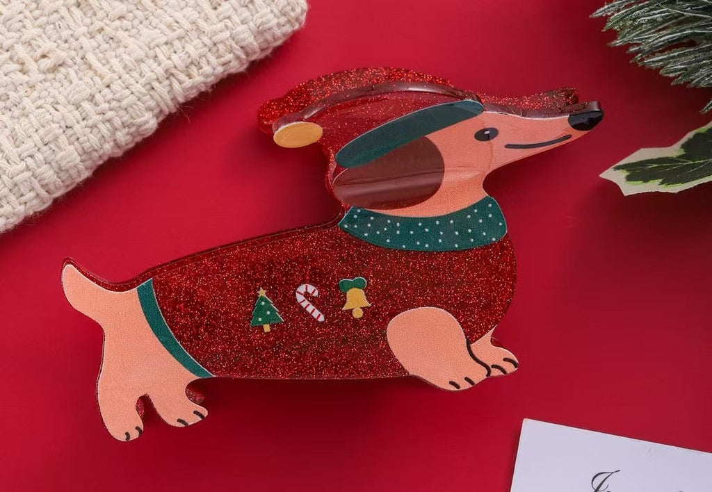 Holiday Dachshund Dog Hair Claw Clip | 40H1279