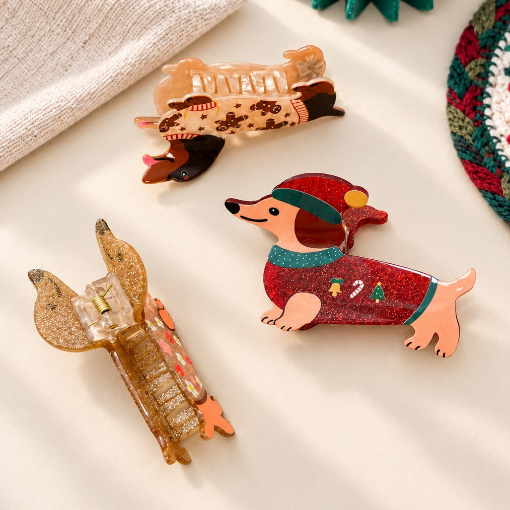 Holiday Dachshund Dog Hair Claw Clip | 40H1279
