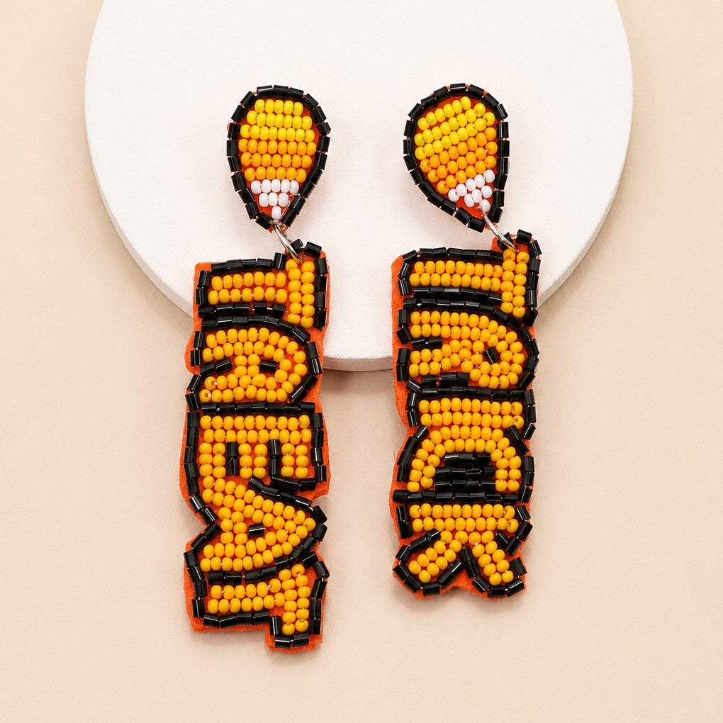 HALLOWEEN TRICK OR TREAT SEED BEAD DROP EARRINGS | 40E504