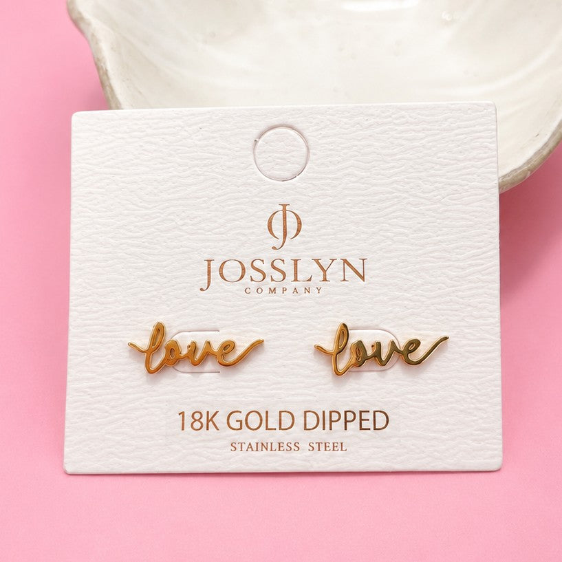 18K STAINLESS STEEL TARNISH FREE LOVE EARRINGS | 40E505