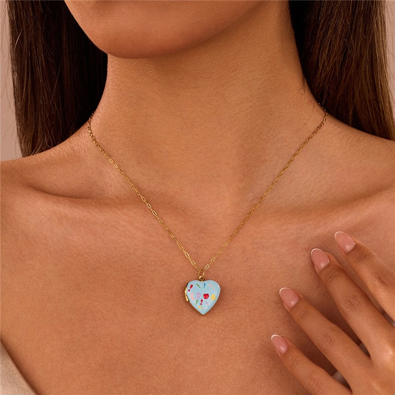 STAINLESS STEEL TARNISH FREE HEART LOCKET NECKLACE |40NK9715