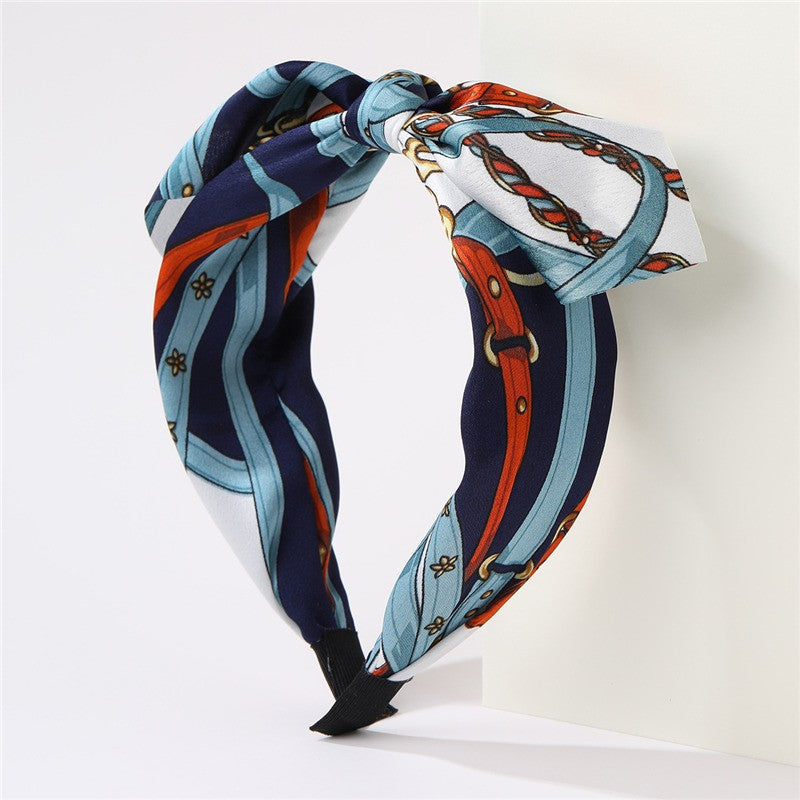 Vintage Chain & Medallion Silky Scarf Knot Headband| 40HB201