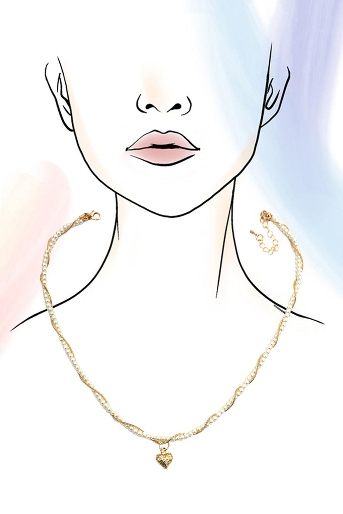 Twisted Pearl & Gold Heart Necklace | 40NK9717