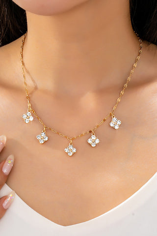 Crystal Quatrefoil Clover Station Necklace | 80N93157