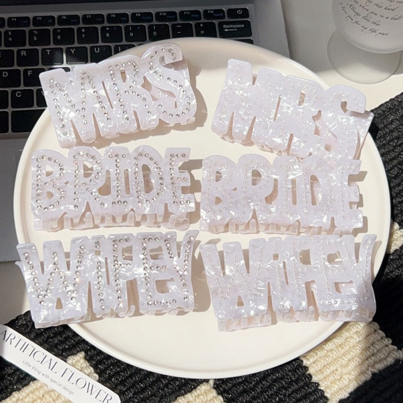 Bride Wifey Mrs Hair Claw Clips | 40H1096