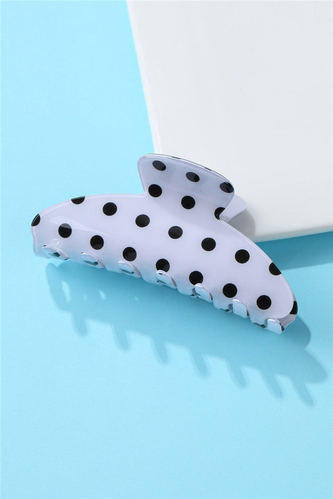 Retro Polka Dot Hair Claw - Glossy Spotted French Style Clip | 40H1099