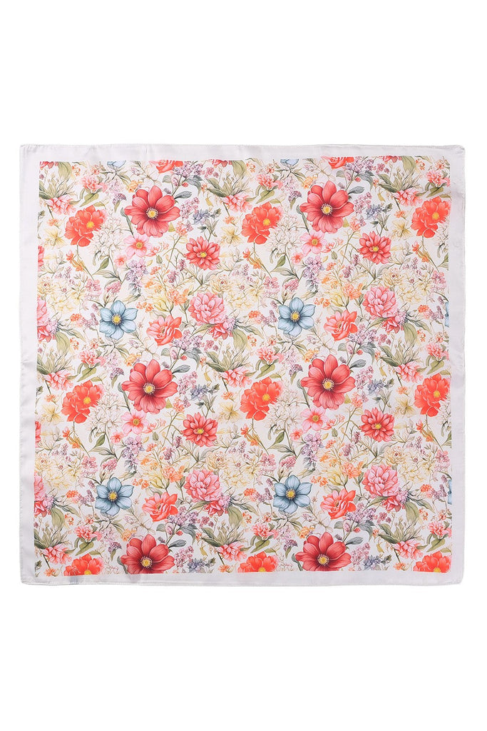 Garden Silk-Satin Scarf - Botanical Floral Bandana | 40SC720