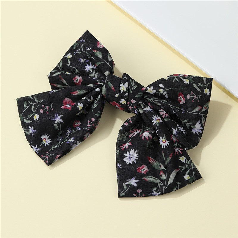 Oversized Floral Garden Chiffon Bow Hair Clip | 40H1098