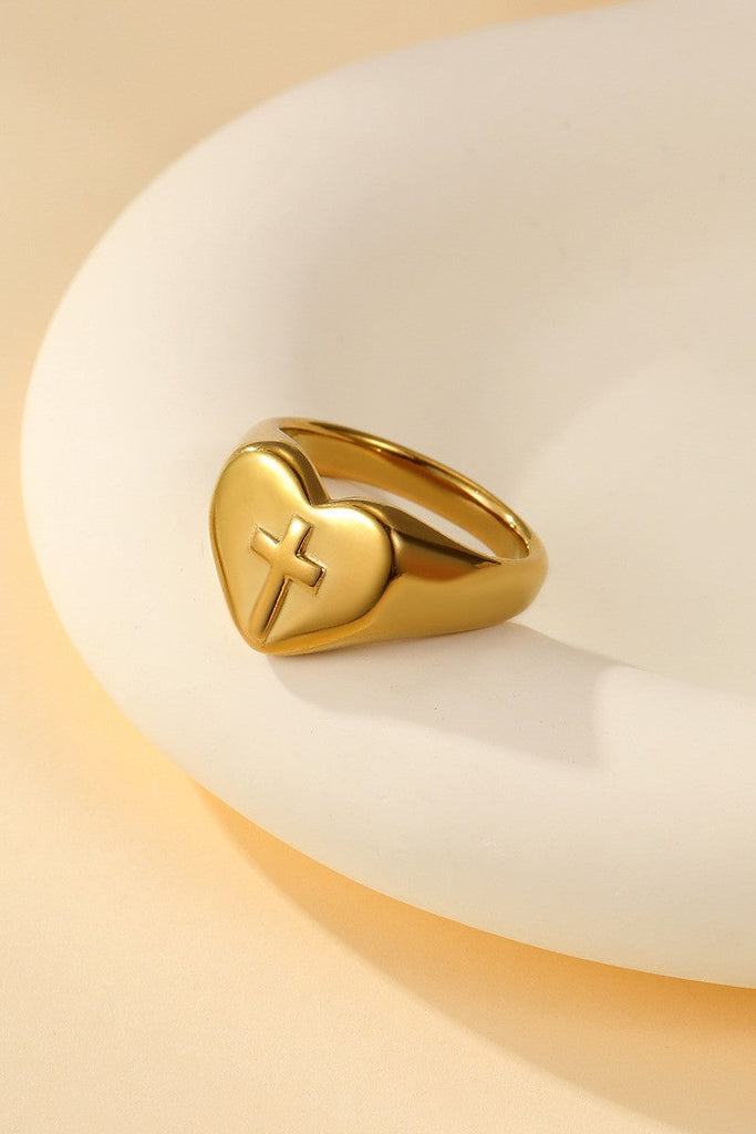 18K STAINLESS STEEL TARNISH FREE CROSS RING | 40R151