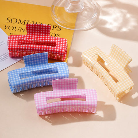 Large Pastel Gingham Hair Claw Clip | 40H1107
