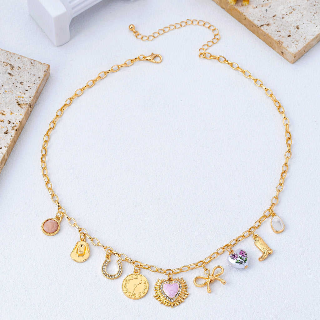 Pink Heart & Western Charm Necklace | 80N93228