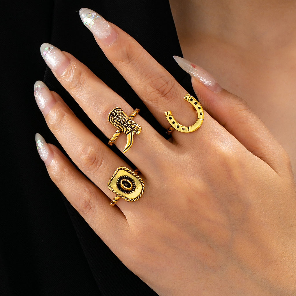 Western Antique Lasso & Hat Stackable Rings | 80R287