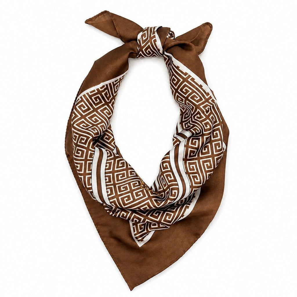 Geometric Print Silk Satin Shawl Scarf | 40SC733