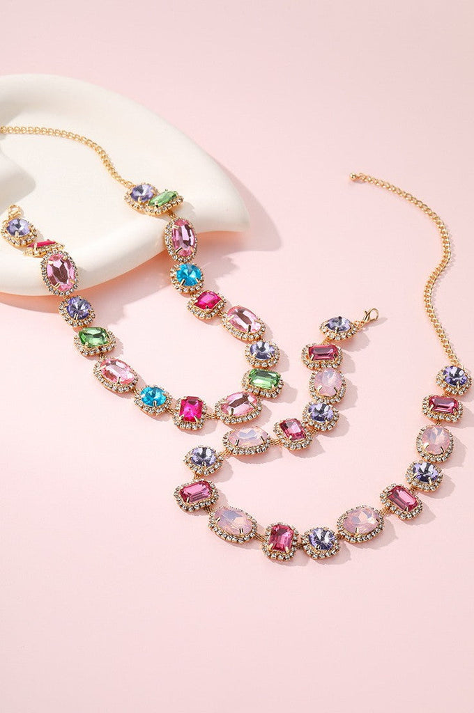 Multi Color Gemstone Statement Necklace | 40NK9718