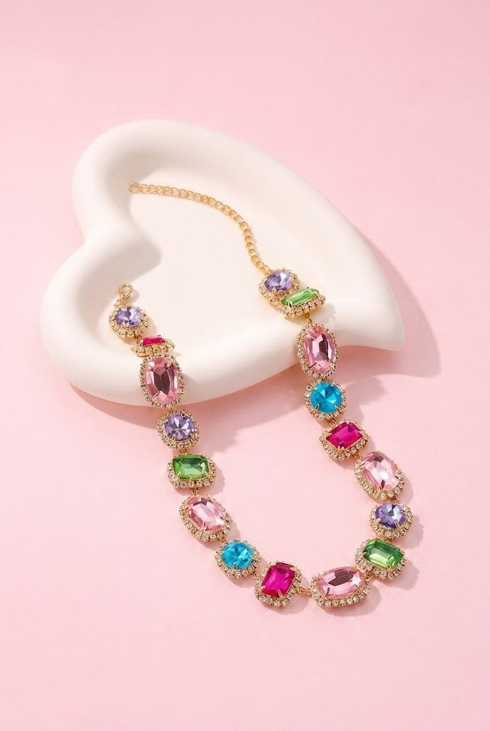 Multi Color Gemstone Statement Necklace | 40NK9718