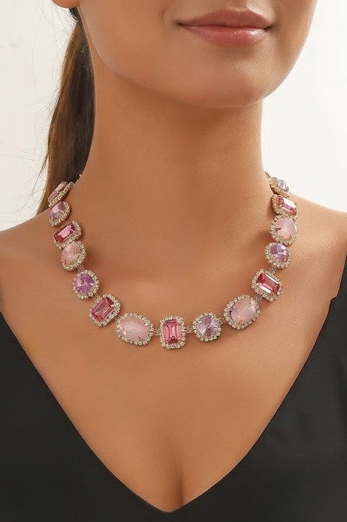Multi Color Gemstone Statement Necklace | 40NK9718