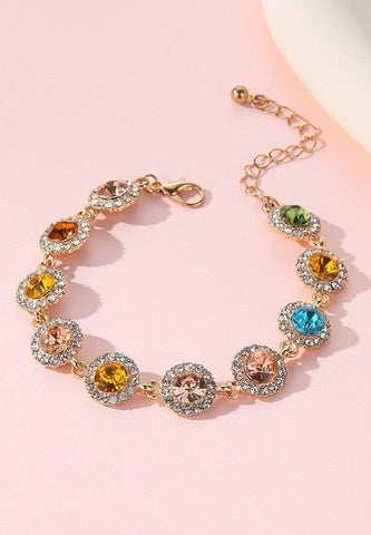 Multicolor Crystal Sunflower Halo Link Bracelet | 40B5261
