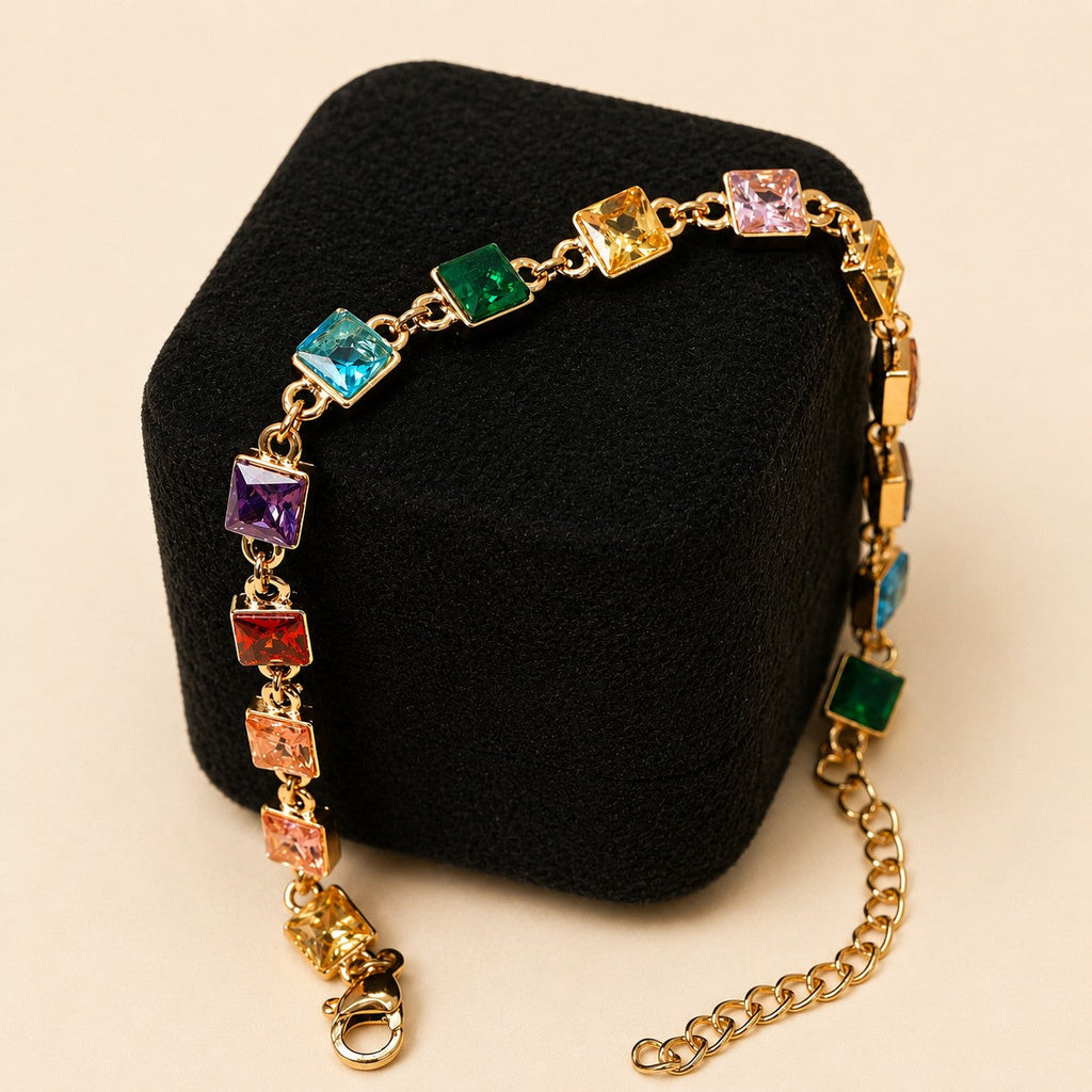 18K STAINLESS STEEL RAINBOW CRYSTAL BRACELET | 40B5264