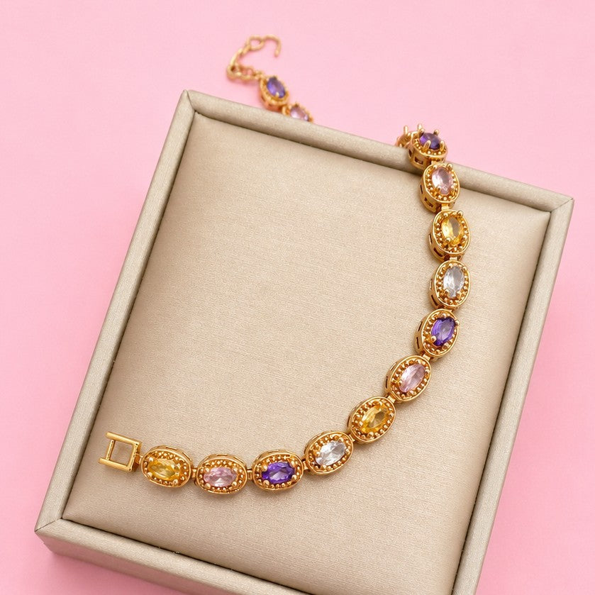 Multicolor Rainbow Crystal Halo Bracelet | 40B5268