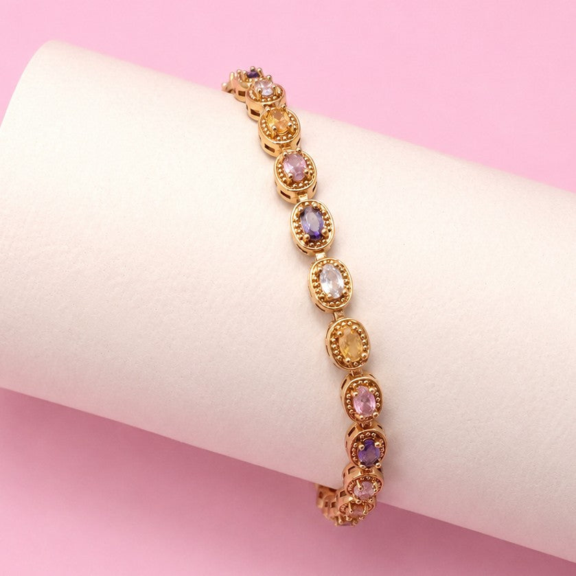 Multicolor Rainbow Crystal Halo Bracelet | 40B5268