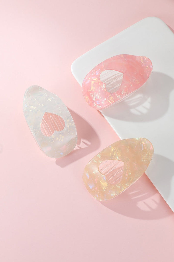 Iridescent Heart Cut-Out Acetate Hair Claw Clip | 40H1111