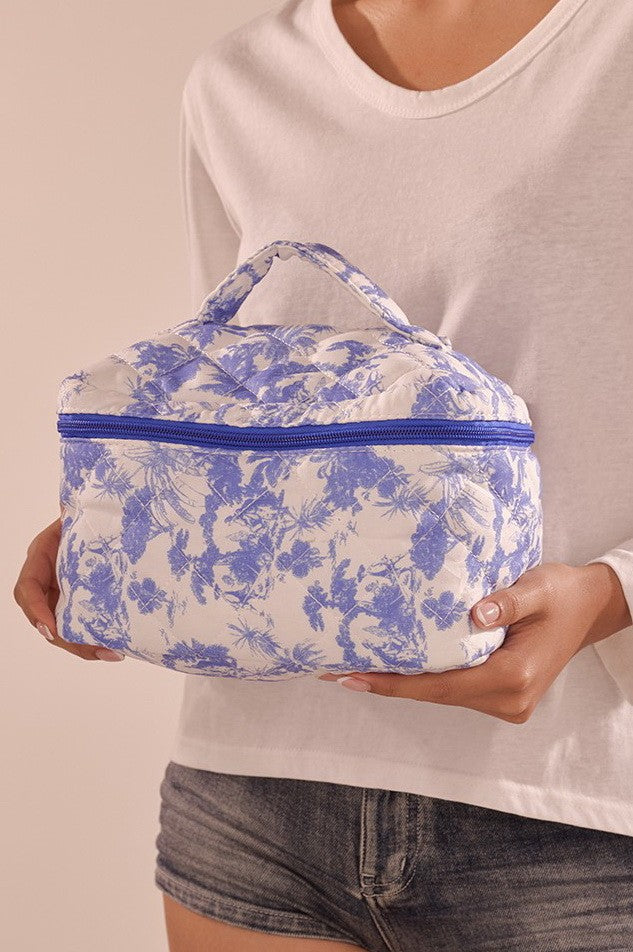 FLORAL QUILTED MAKEUP COSMETIC POUCH BAG | 40P627