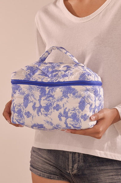 FLORAL QUILTED MAKEUP COSMETIC POUCH BAG | 40P627