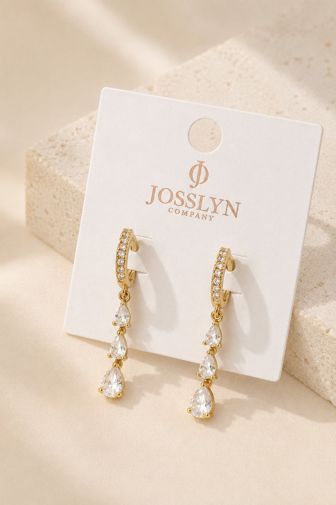 Triple Pear-Cut Crystal Drop Huggie Earrings | 40E517