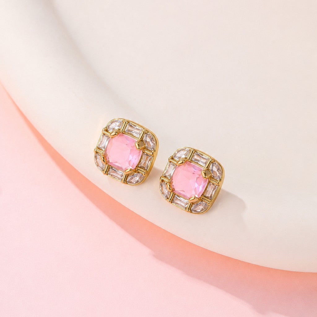 Cushion-Cut Jewel Stud Earrings | 40E521
