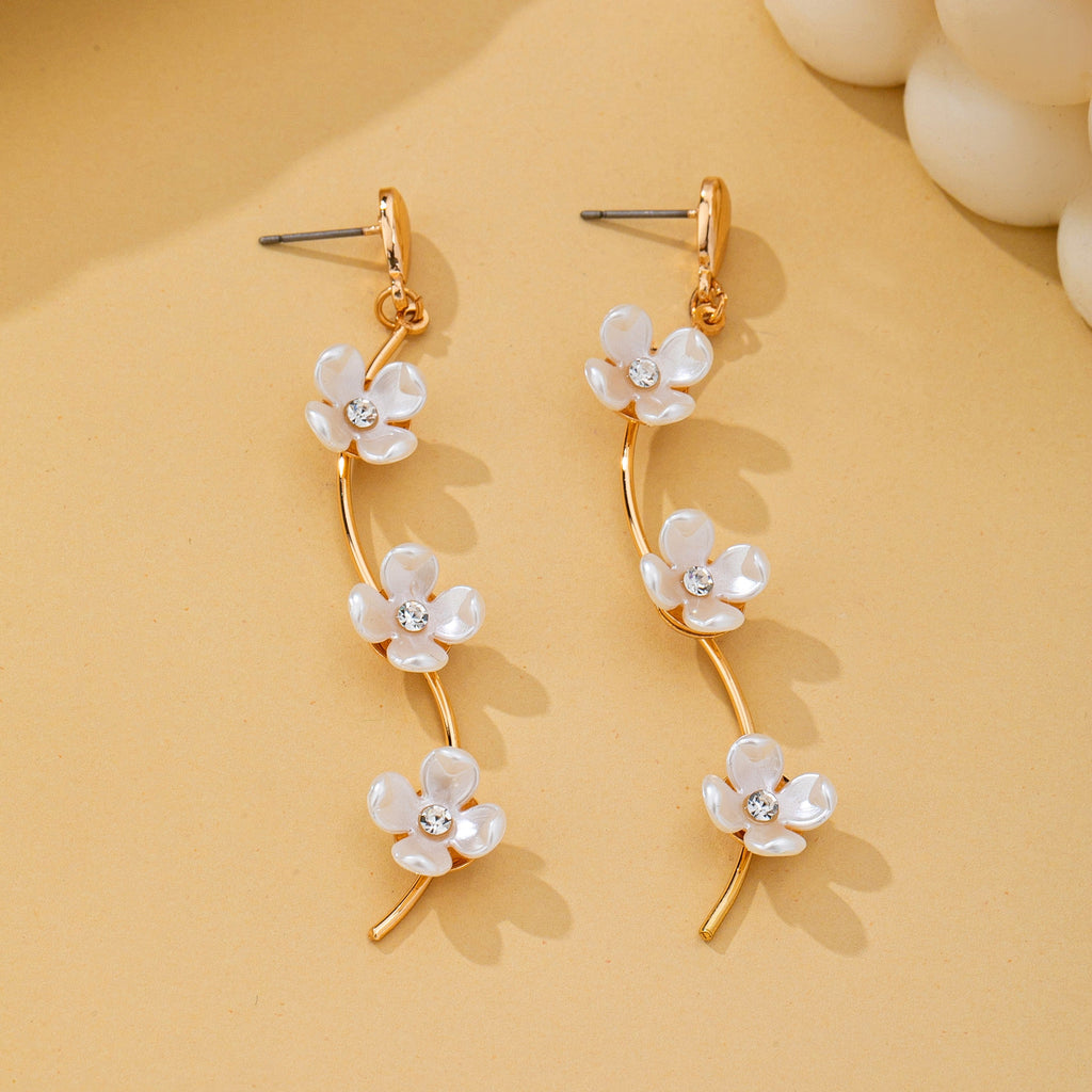 Mother of Pearl Flower Vine Drop Earrings | 80E62398