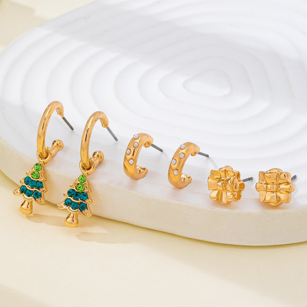 Christmas Tree & Gift Trio Earring Set | 80E62411