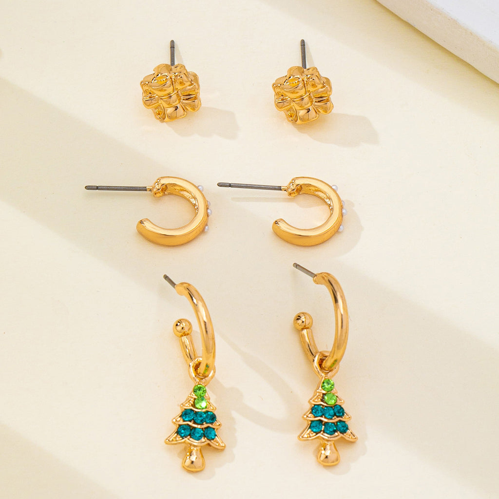 Christmas Tree & Gift Trio Earring Set | 80E62411
